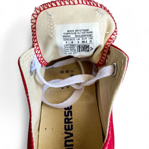Converse All Star Chuck Taylor Low Red White Sneaker Shoes Womens Size US 6 - Picture 12 of 12